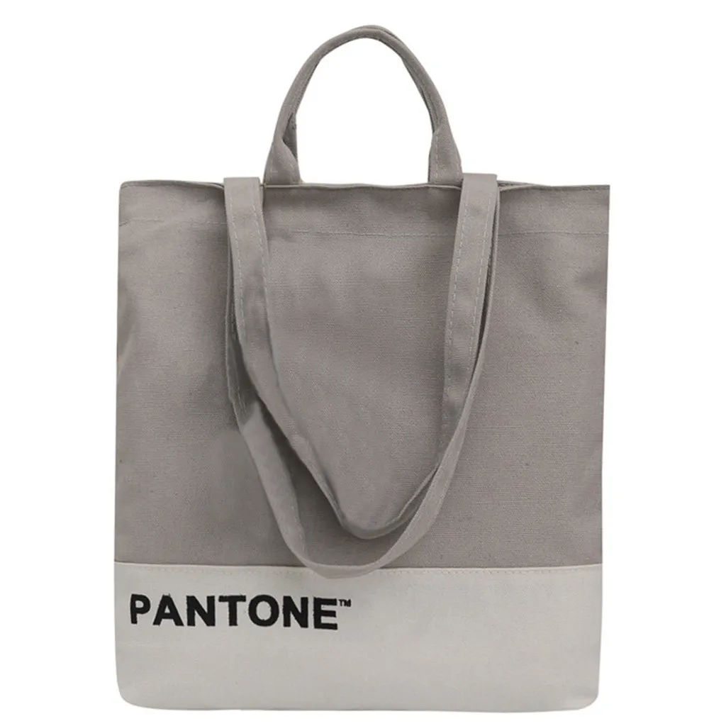 Женская тканевая сумка, подходящая по цвету, Студенческая модная сумка с изображением диких животных, буквенная хозяйственная сумка, пачворк, большая посылка, многоразовые продуктовые сумки#57 - Цвет: Gray