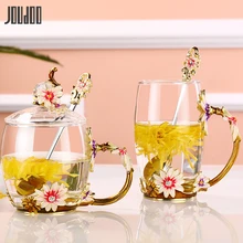 Высокое качество, новинка, эмалированная кофейная чашка, кружка, цветочный чай, стеклянные чашки для горячих и холодных напитков, идеальный подарок для нее