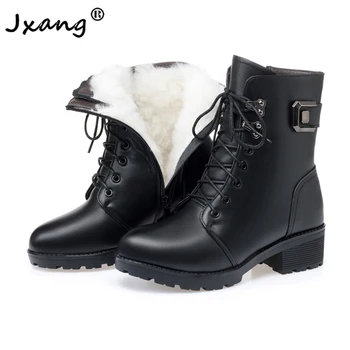 

JXANG Women bare boots 2020 new genuine leather women female boots natural wool warm winter naked boots winter woman shoes