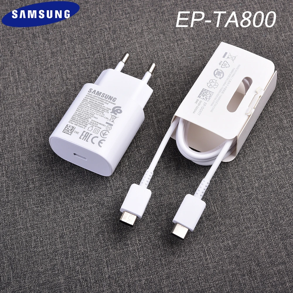 EP-TA800 Original Samsung Note 20 10 25W Super Fast Charger Adapter PD Charger 100/150/200cm USB C To USB C Line For S20 FE S20+