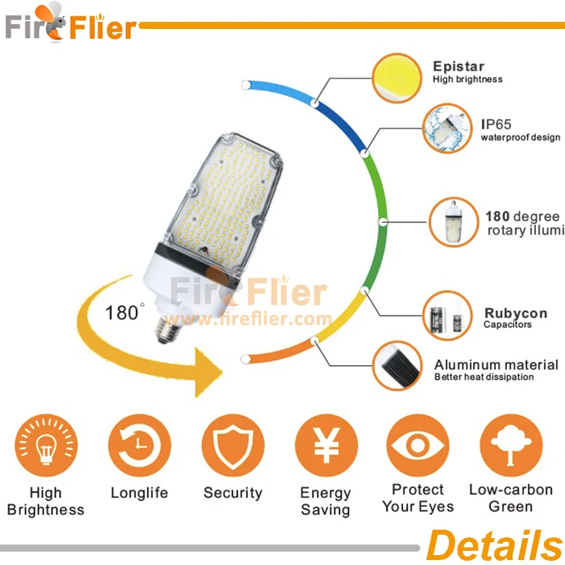 waterproof street led bulb e27 e40 detail