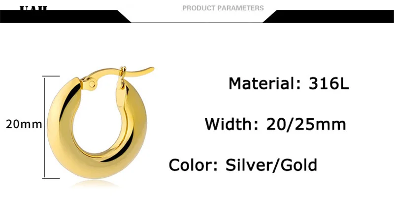 UAH Two-color Gold color Women Gift Sale Fashion Jewelry Stainless Steel Wives Round Fancy Hoop Earrings