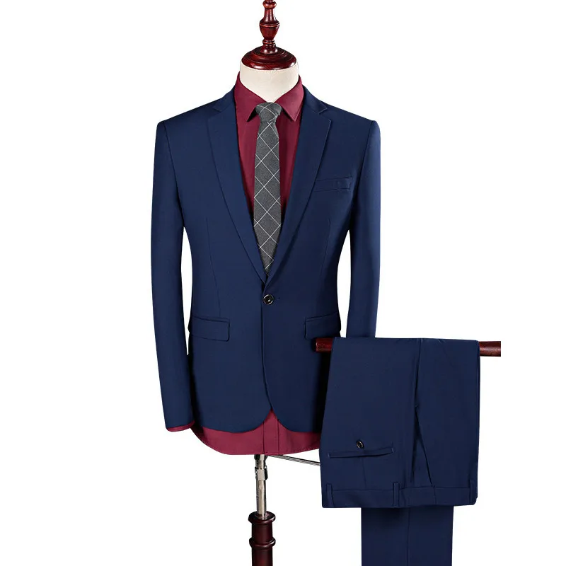 

Dunhuang Hot Selling New Style Suit Men Solid Color Business Suit Marriage Best Man Two-Piece Set