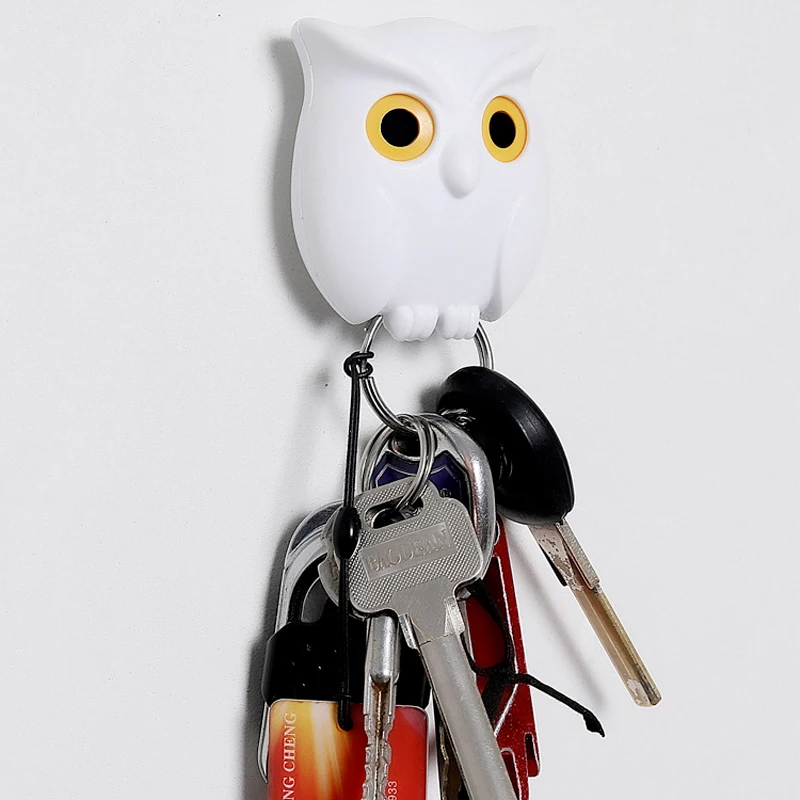 New Night Owl Magnetic Wall Keys Hook Behind-door Keys Hanger Holder Cute Animal Door Storage Rack Hook Wall-mounted Birds Hook