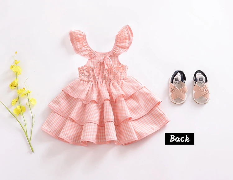 EACHIN Girls Dresses Baby Kids Girl Fashion Pink Plain Print Short Sleeve Off Shoulder Ball Gown Dress Cake Dress Party Dress