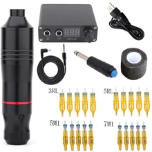 Набор для татуировки, машинка для татуировки, черный набор, электропитание, боди-арт, набор инструментов, тату, Перманентный макияж, набор для татуировки