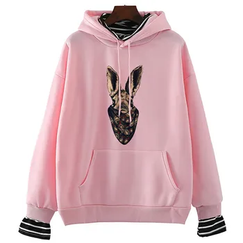 

Vintage Bunny Drawing Fashion Hoodie Harajuku Ullzang Sweatshirt Cute Printed Women Pullover Grunge Korean Style Top 90s