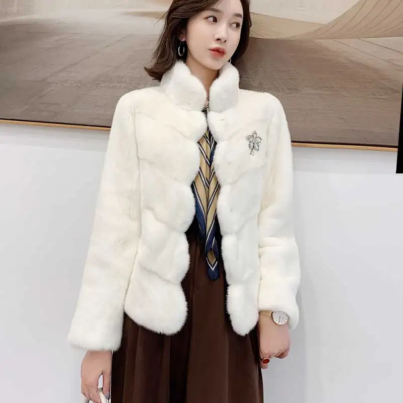 White Из вельвета, водяной норки пальто, меховые пальто Женская короткая заметка 1008 - Цвет: White