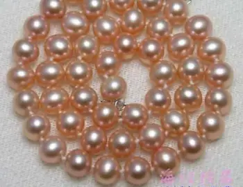 

elegant 9-10mm south sea round pink pearl neklace 18inch 36"