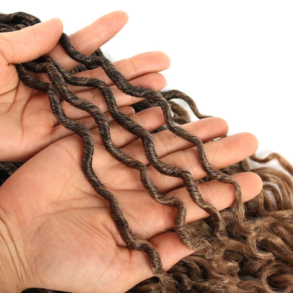 Pageup 24 18 дюймов богиня искусственные локоны в стиле Crochet косы волосы эффектом деграде(переход от темного к синтетические вьющиеся дреды, накладные волосы на заколке для Для женщин