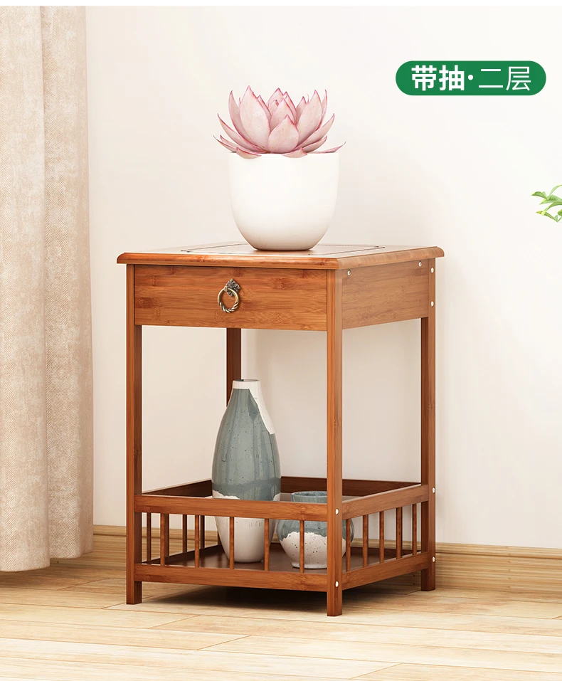 Bamboo flower shelf solid wood multi-story living room indoor landing simple flower table flower several fish tank shelf