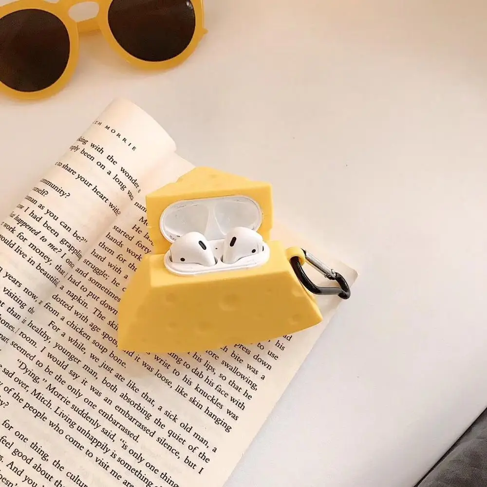 Мультяшный сыр, с кольцом на палец для AirPods чехол Bluetooth беспроводные наушники чехол для Apple Airpods зарядная коробка крышка