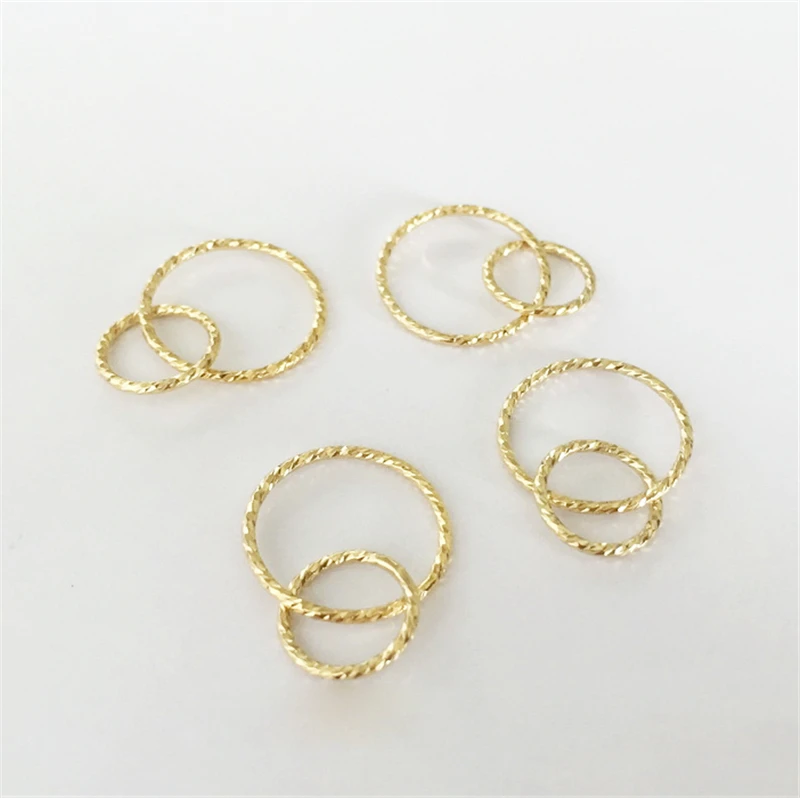 14K Gold Filled Sparkle Interlocking Rings Charm 15MM Gold Pendant For Bracelet Necklace Earring DIY Jewelry Findings