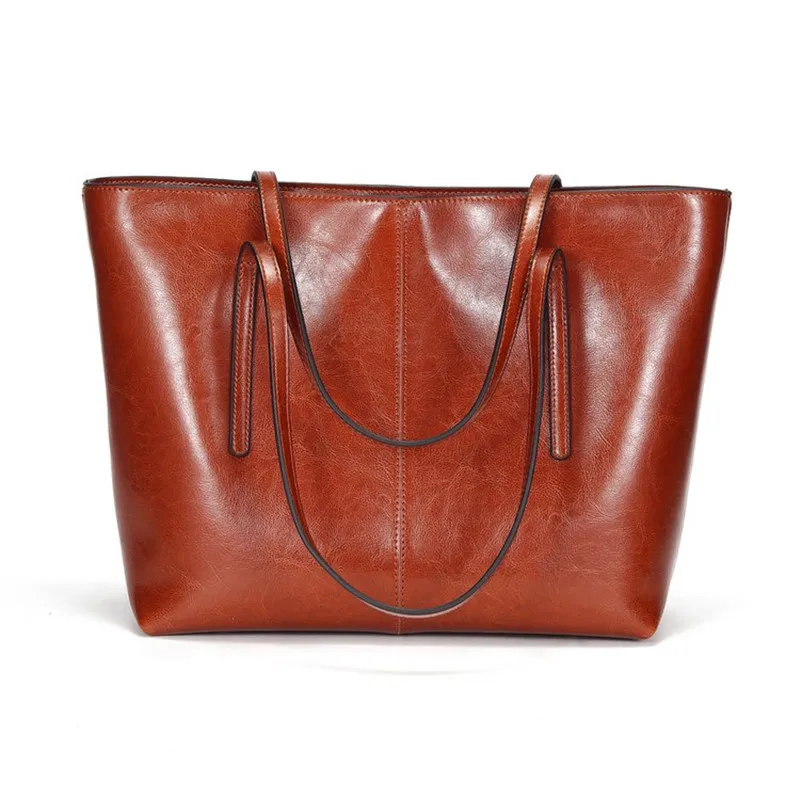 

High Quality Genuine Leather Handbags 2019 New Large Capacity Casual Totes Shoulder Bag Casual Retro Big Bag Channels Louis Bags