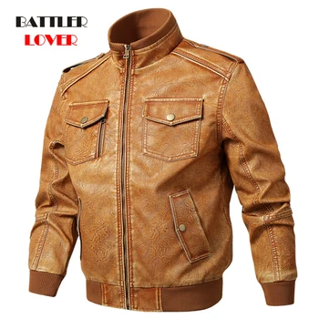 

Men Cow Leather Jackets Motorcycle Stand Collar Zipper Pocket Male Plus Size M-5XL Coats Biker Genuine Leather Fashion Outerwear