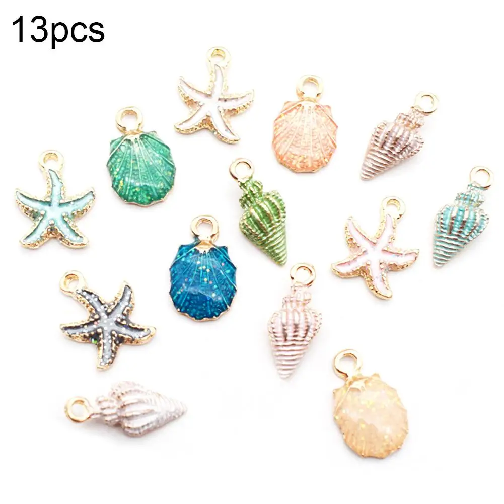 13Pcs Conch Shell Sea Star Charms Hanging Pendants Craft DIY Jewelry Accessory boite bijoux pendenti in acciaio inox vanaxin | Украшения и