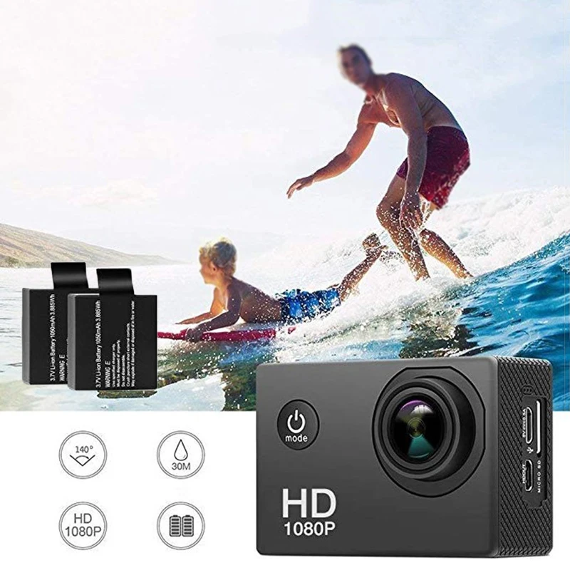 Экшн-камера HD 1080P водонепроницаемый 140 градусов широкоугольный объектив Спортивные видеокамеры 4k camara deportiva Спортивная камера