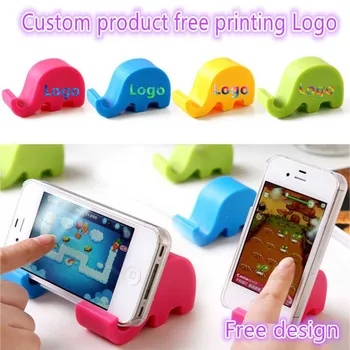 

100pcs Custom Product Free Printing Logo Phone Holder Baby Elephant Cell Phone Tablet Desktops Stands Smartphone Bracket