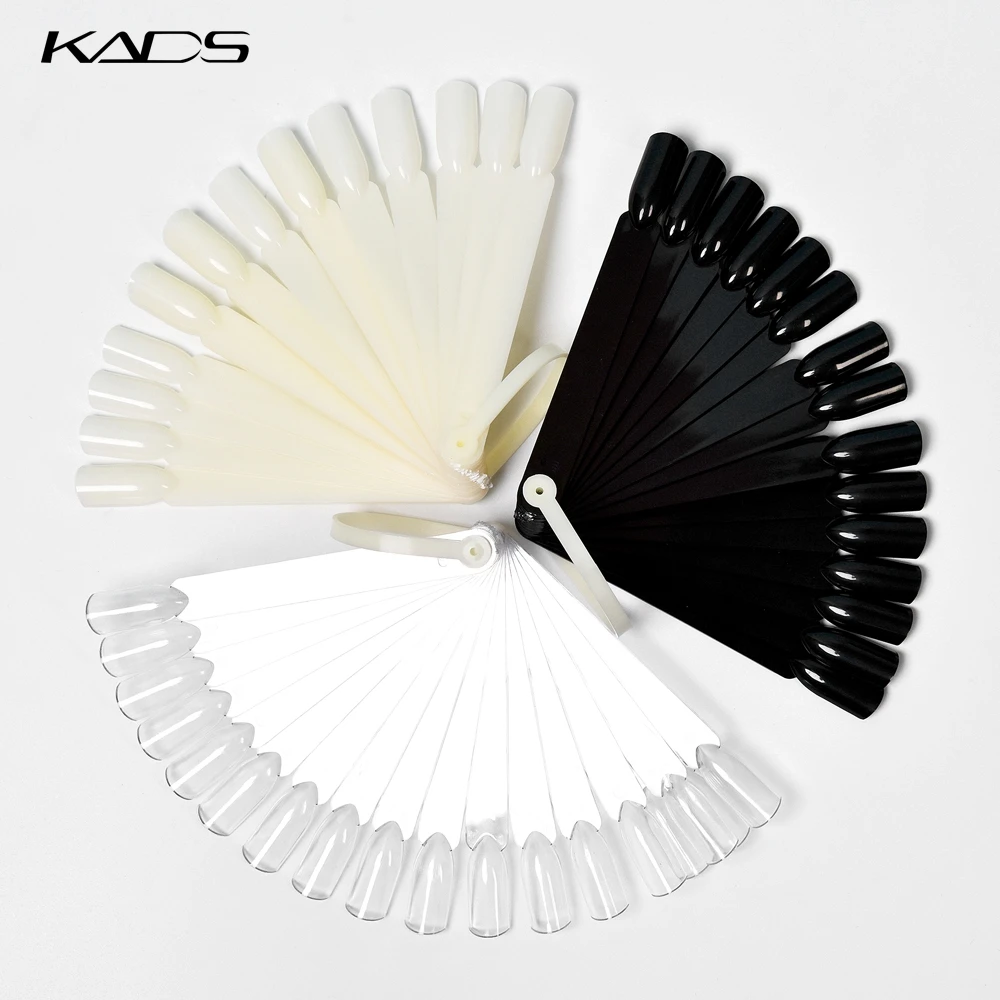 

KADS 20pcs Nail Art Display False Nail Tips Nature Clear Black Fan Acrylic Gel Polish Color Card Palette Nail Art Practice Board