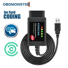FORScan Pro ELM327 V1.5 dla Ford kodowania USB OBD2 Adapter skanera narzędzie diagnostyczne do samochodów HS/ MS może Auto przełącznik F150 F250 F350 F450