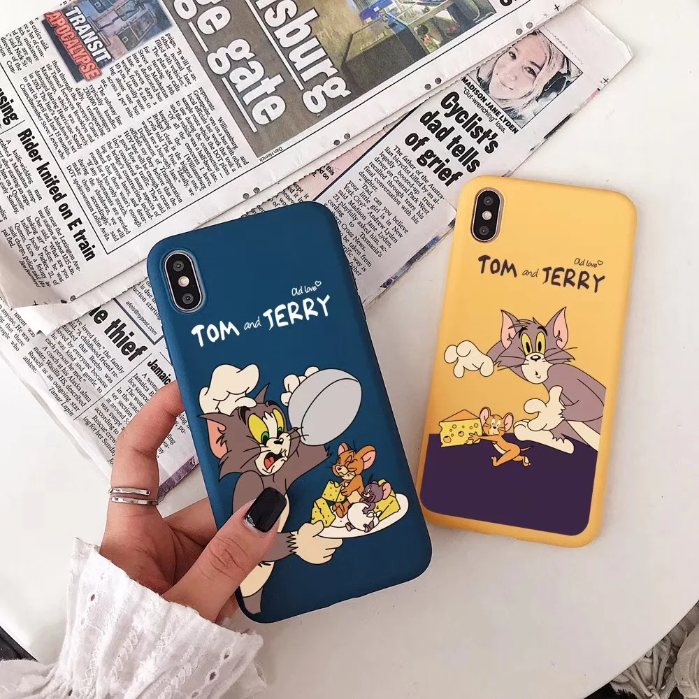 Милый чехол для телефона с забавным рисунком Tom Jerry для iPhone Xs MAX Xr X 6 6s 7 8 plus, мягкая задняя крышка из ТПУ с кошкой и Мышкой