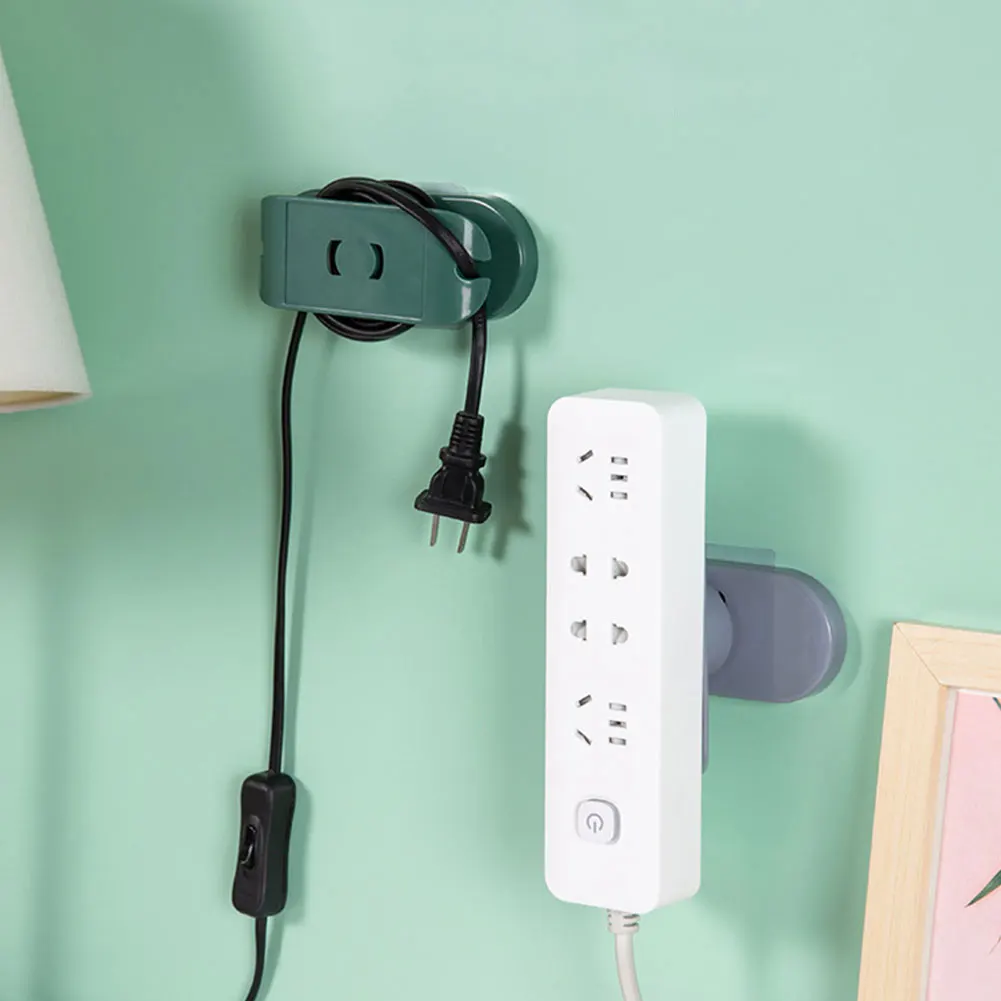 Wound Self-Adhesive Power Strip Holders Wall-Mounted 360° Rotatable Plug Fixer