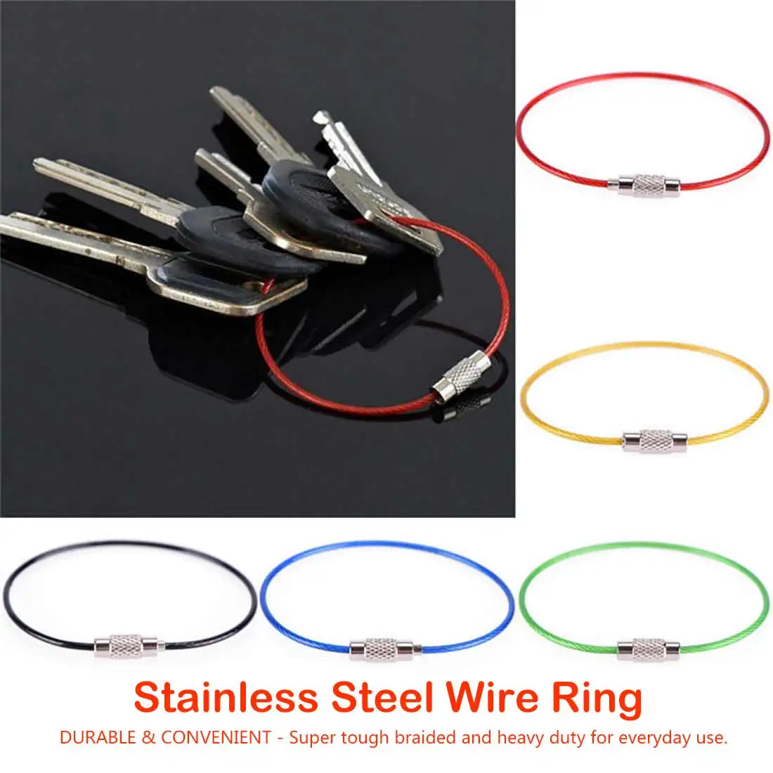 

Rainbow color stainless steel wire ring wire ring wire rope key ring key ring tag hanging buckle