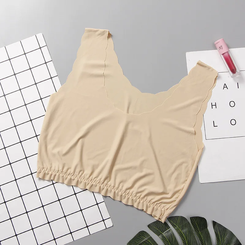 skin Бесшовные трусики Нижнее белье Женщины Ice Silk Crop Tops Леди Тонкий Обернут - Цвет: skin