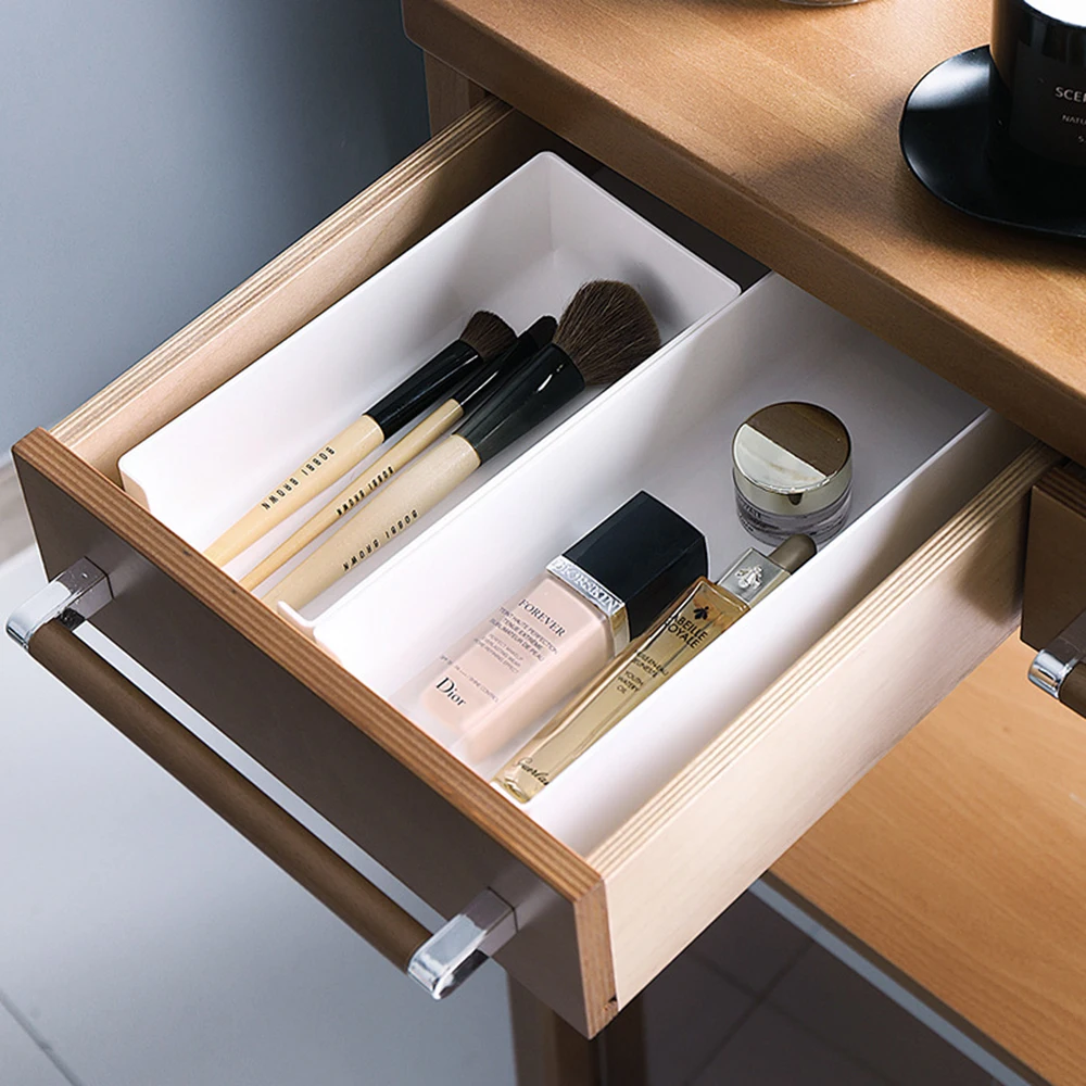 Plastic Storage Box Kitchen Drawer Organizer Trays Desk Drawer