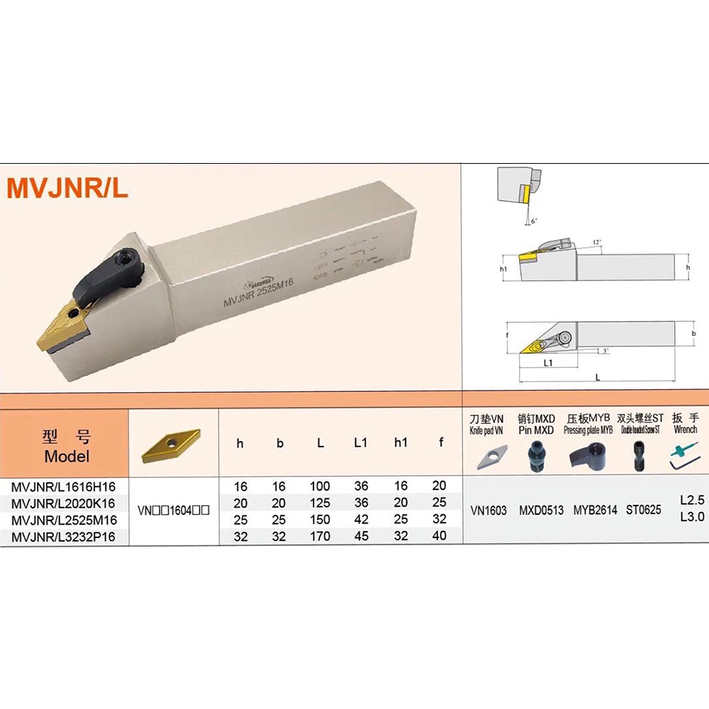 MVJNR MVJNL держатель внешнего токарного инструмента с ЧПУ Токарный резак MVJNR1616H16 MVJNR2020K16 MVJNR2525M16 для токарных вставок VNMG160404