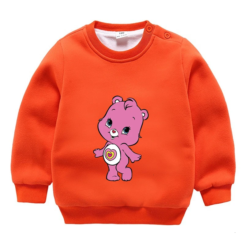 as picture Care Bears зимний вельветовый Свитшот От 3 до 9 лет для мальчиков и девочек, забавные скрещивающиеся цвет, Детские с О-образным вырезом для шеи, детские топы с рисунками из мультфильмов для малышей - Цвет: as picture