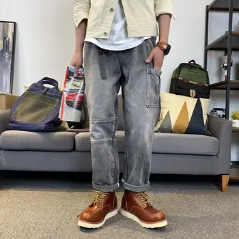 

Men's jeans 2020 spring and summer new handsome solid color wild loose straight jeans young personality fashion trend men's