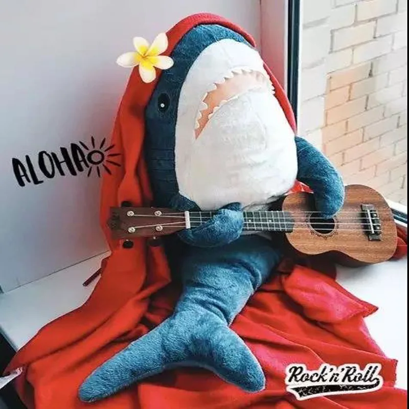 80/100CM Big Size Shark Plush Toy For Kids Soft Stuffed Animal Toys Cute Reading Pillow Cushion Children's Birthday Gifts | Игрушки и