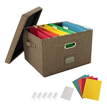 

Medium Metal Buckle Storage Box Cotton and Linen Home Storage Box Folding Multifunctional Creative File Box