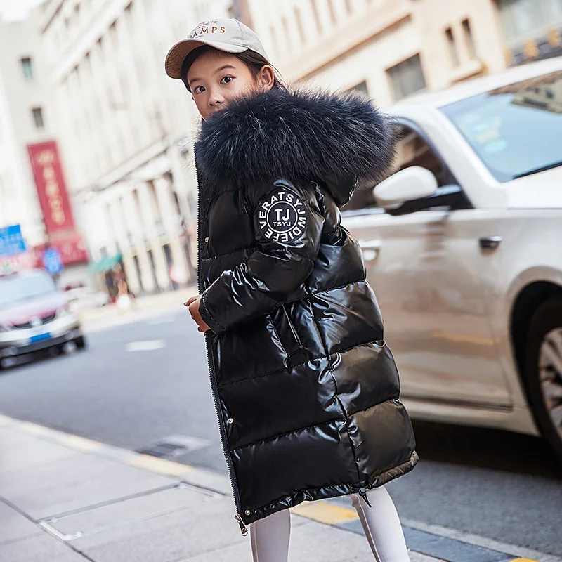 Winter Children's duck down Outerwear Coats baby girls boys warm Down jackets Children Warm Snowsuit Baby Fur Coat - Цвет: Черный