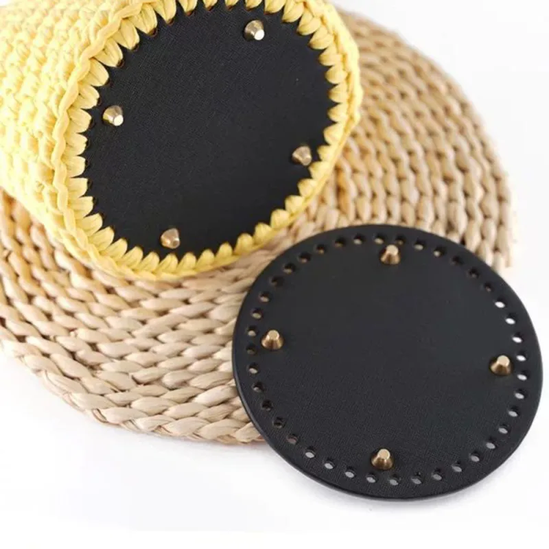 Long Bottom for Knitted Bags PU leather Bag Accessories Handmade Bottom DIY Crochet Bag Bottoms for Women Handbag