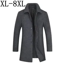 Размер 8XL 7XL 6XL зимнее длинное шерстяное пальто мужские новые мужские s утепленная куртка деловые Casaco Masculino повседневные тренчи мужские пальто