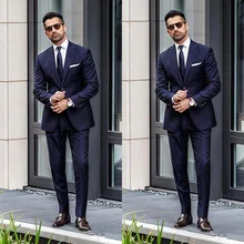 Черный деловой мужской блейзер, смокинг для жениха, костюмы для мужчин, Свадебный костюм, Homme, Mariage, выпускной, вечерние, 2 предмета, приталенный(пиджак+ брюки