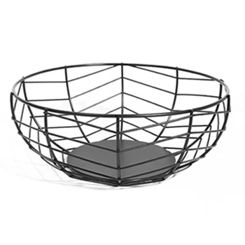 

1pcs Nordic Round Hollow Iron Fruit Storage Basket Bedroom Kitchen Room Office Desktop Decorations