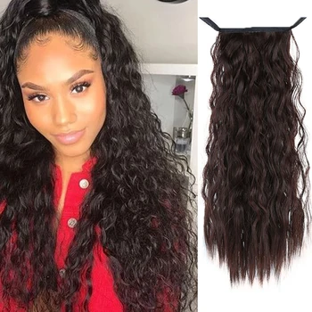 

Long Kinky Curly Drawstring Ponytail Clip In Pony Tail Hair Extensions Bun Drawstring Ponytail African American Bu