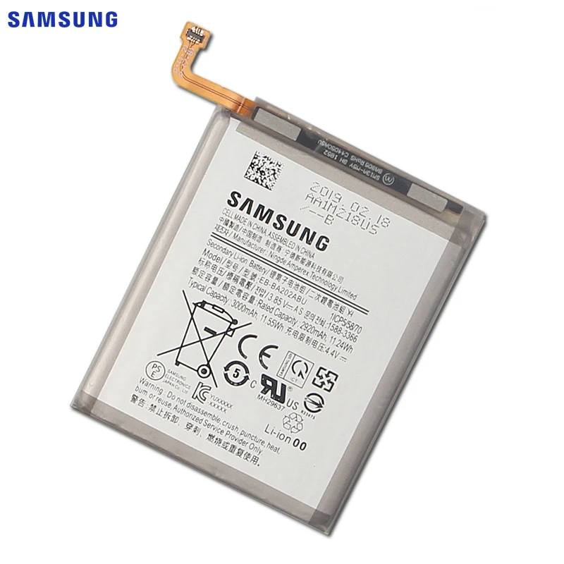 Samsung сменный аккумулятор для телефона EB-BA202ABU для samsung Galaxy A20e A20 Аутентичные Аккумуляторы для телефонов 3000 мАч