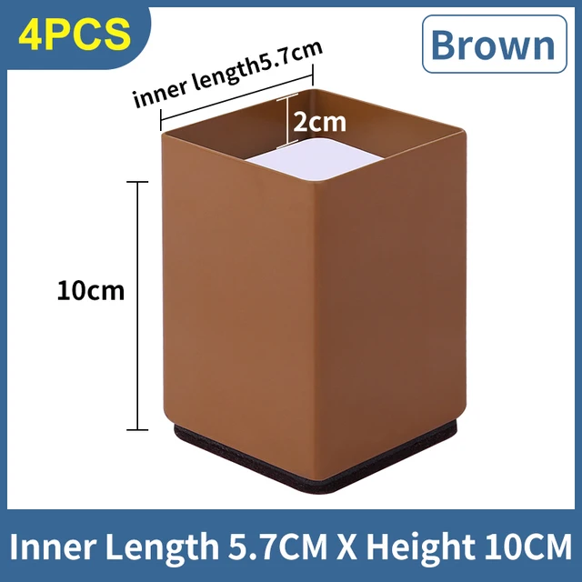 Steel Metal Sofa Table Pad Foot High Legs For Furniture Lifter increase 10cm Sofa Bed Chair Legs Pads Leg Desk Cabinet To Foot Brown-5.7cmx10cm