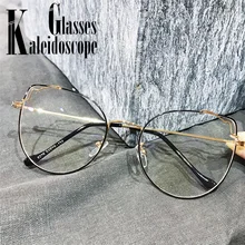 Прозрачные очки кошачий глаз, женские винтажные очки для компьютера, большие очки, женские оптические очки