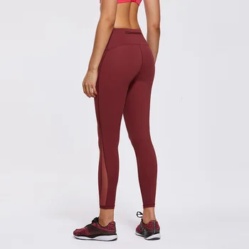 Women's Naked Feeling High-Rise 7/8 Mesh Tight Workout Leggings with Zip Pocket-25 2