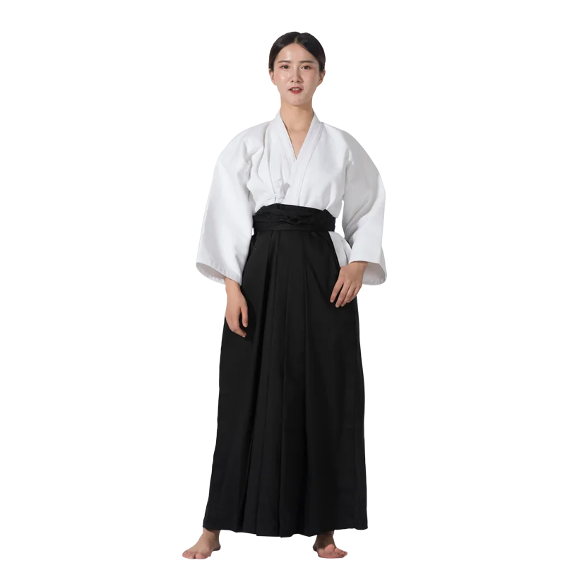 CDDKJDS Kendo Uniforms IAido Aikido Compétition Formation Kendo Suit Kendogi Tops Hakama Pantalon Pantalon Pantalon Sportswear Arts Martiaux Uniforme Color : White Top Black Pant, Size : XL