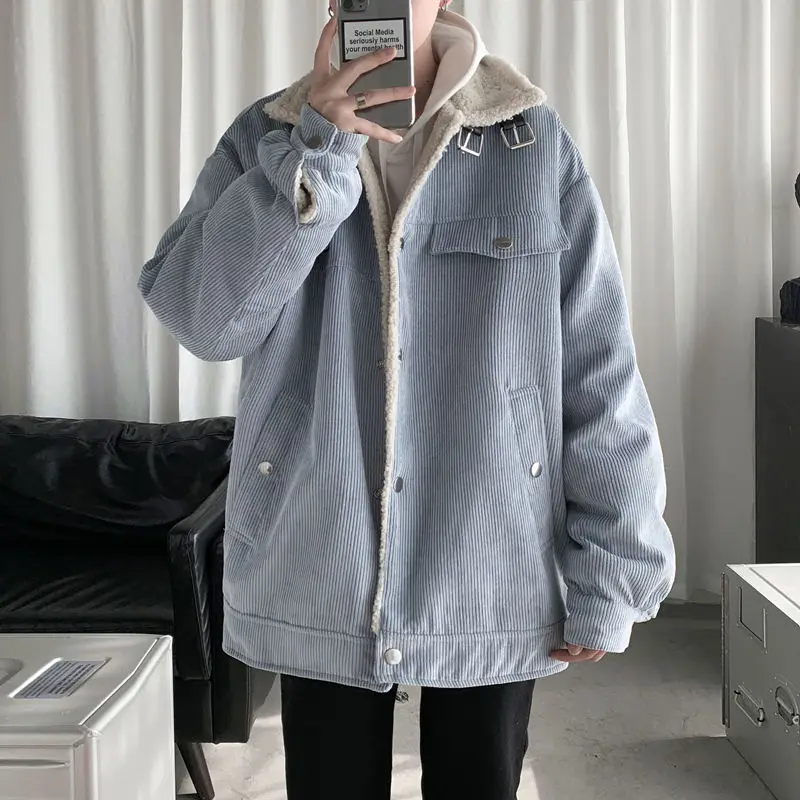 

2020 Winter Men's Waterproof Parkas In Warm Snow Jackets Thickened Loose Lamb Cotton-padded Clothes Casual Wool Trench Coats