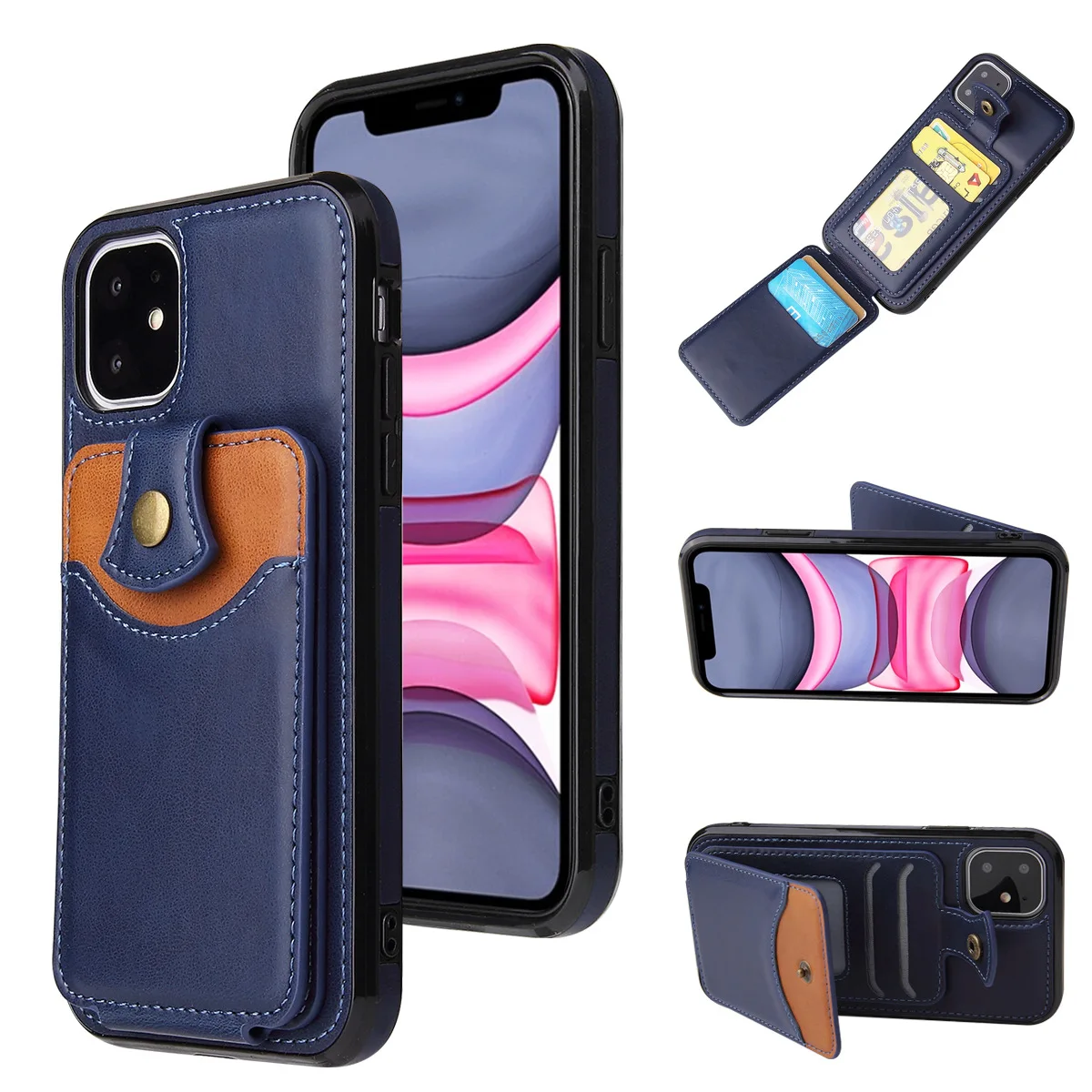 Hongxinyu Étui portefeuille en cuir synthétique pour iPhone 15 2023, avec fente pour carte