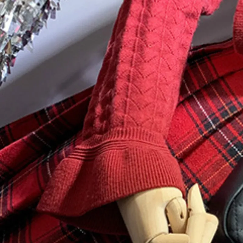 Neploe V образным вырезом с длинным рукавом вязаный однобортный Pull Femme пальто осень зима оборками одной груди кардиган свитер красный Sueter