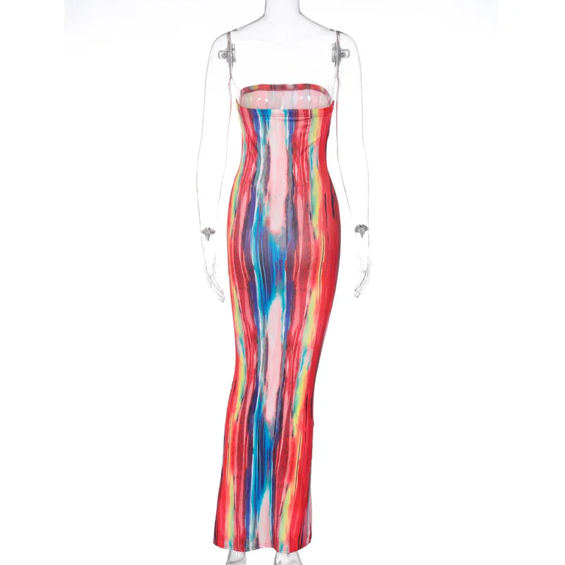 BOOFEENAA Stripe Tie Dye Print Sexy Maxi Dress Fall 2021 Casual Long Dress Women Nightclub Long Sleeve Bodycon Dresses C70CC31