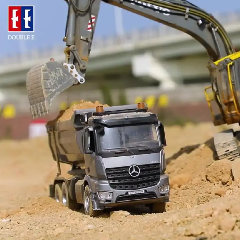 DOUBLE E E590 1/20 RC Dump truck Crawlers Remote Control Car Model Electric Loader Alloy Engineering Vehicle Beach Toys Boys 6